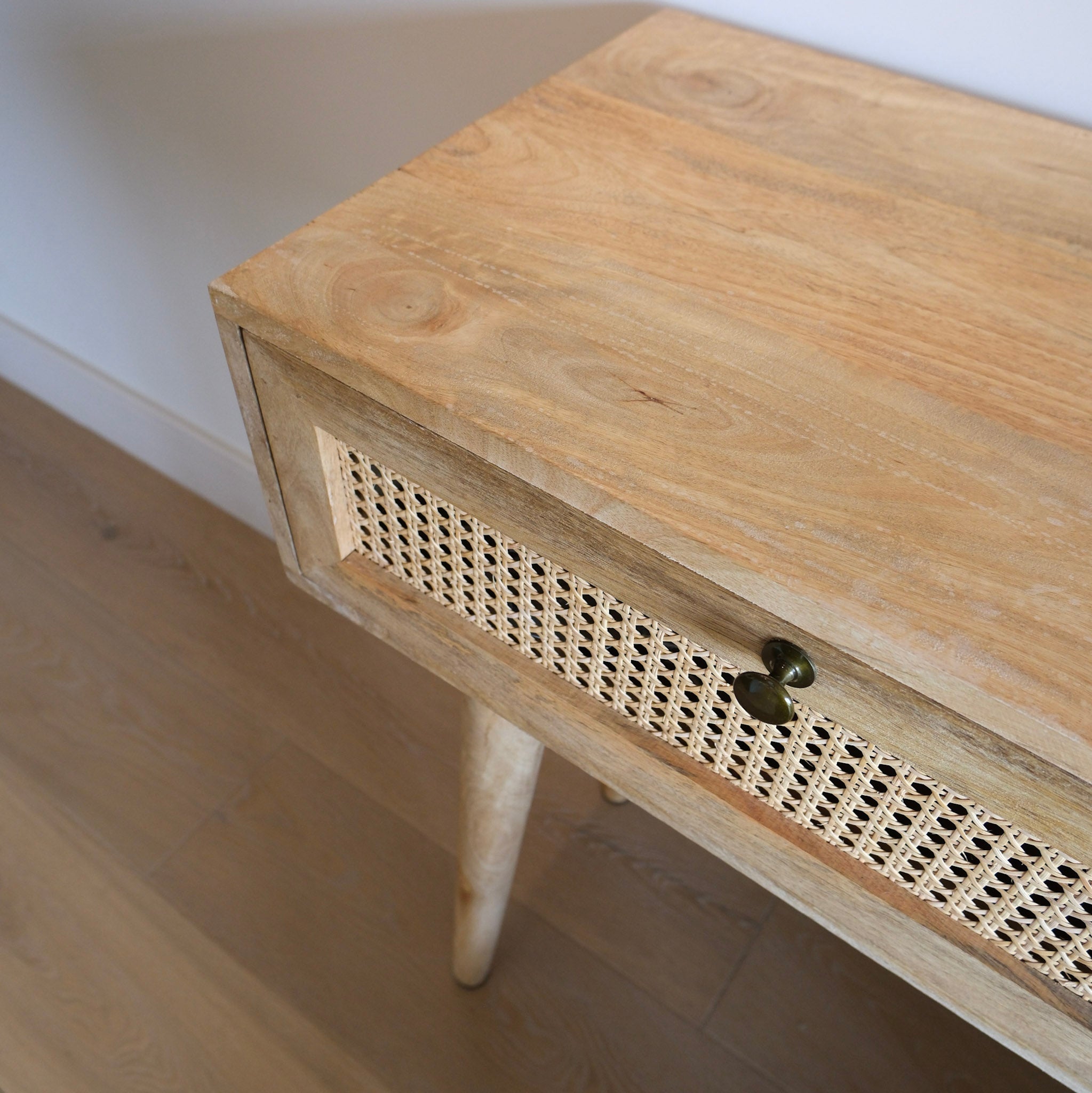 Acacia Wood & Rattan Drawer Console Table - 9717 - Uneeka