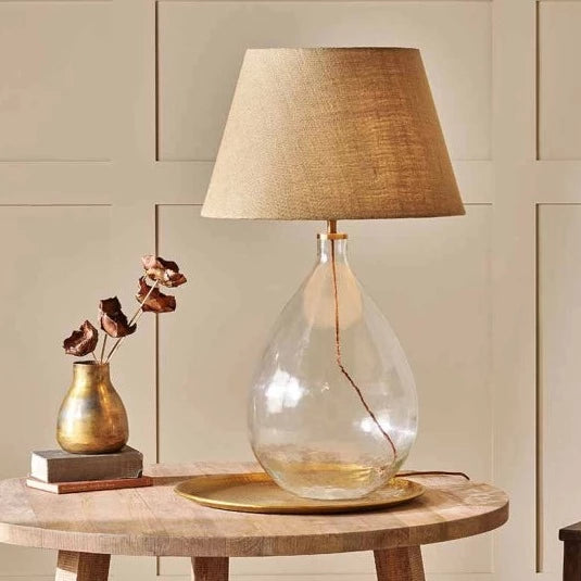Agatha Clear Recycled Glass Statement Table Lamp Base with shade not included