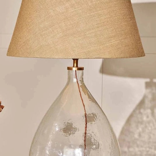Agatha Clear Recycled Glass Statement Table Lamp Base close up Nkuku