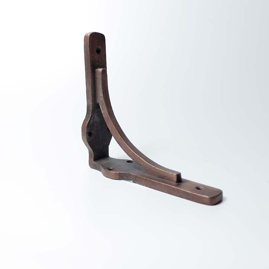 Antique Copper Gallows Shelf Bracket with Curved Lugs