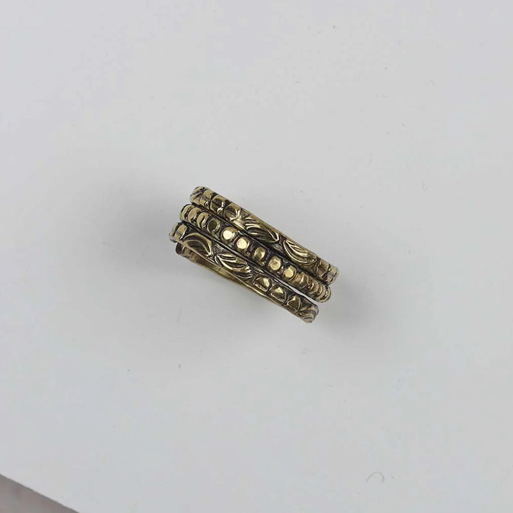 Antique Gold Embossed Wrap Ring - KAORI - Uneeka