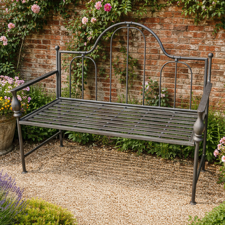 Antique Style Metal Garden Bench - 4458 - Uneeka