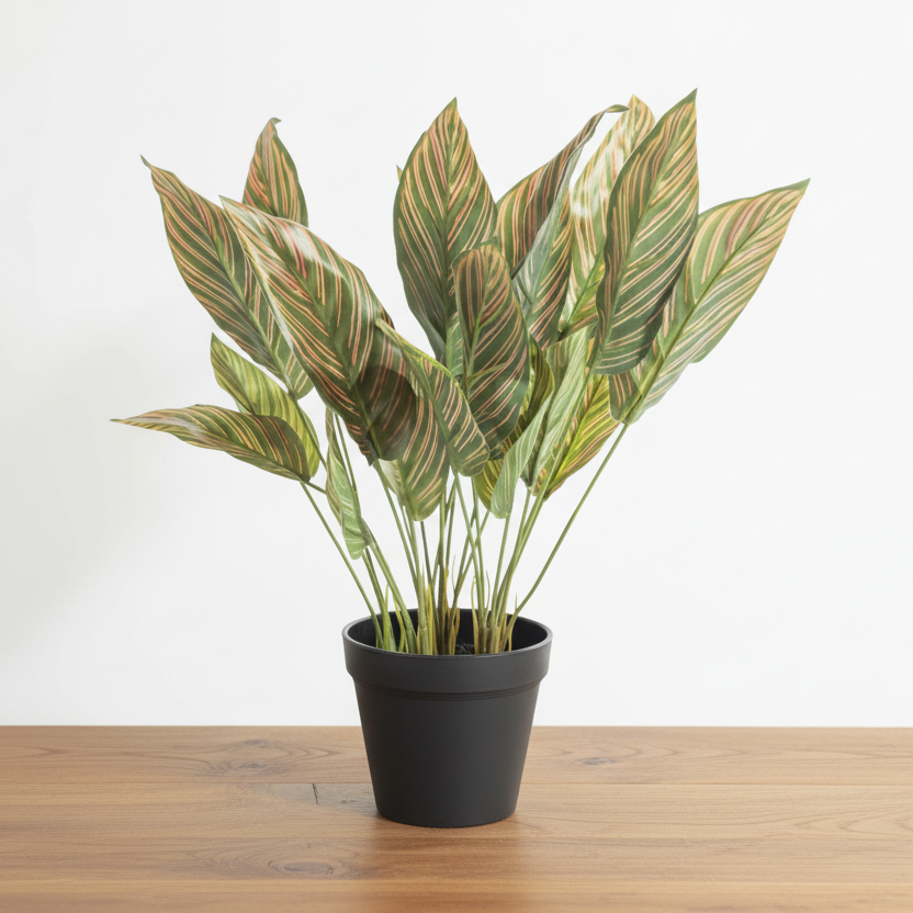 Artificial Potted Pink Leaf Calathea Plant - AF129 - Uneeka