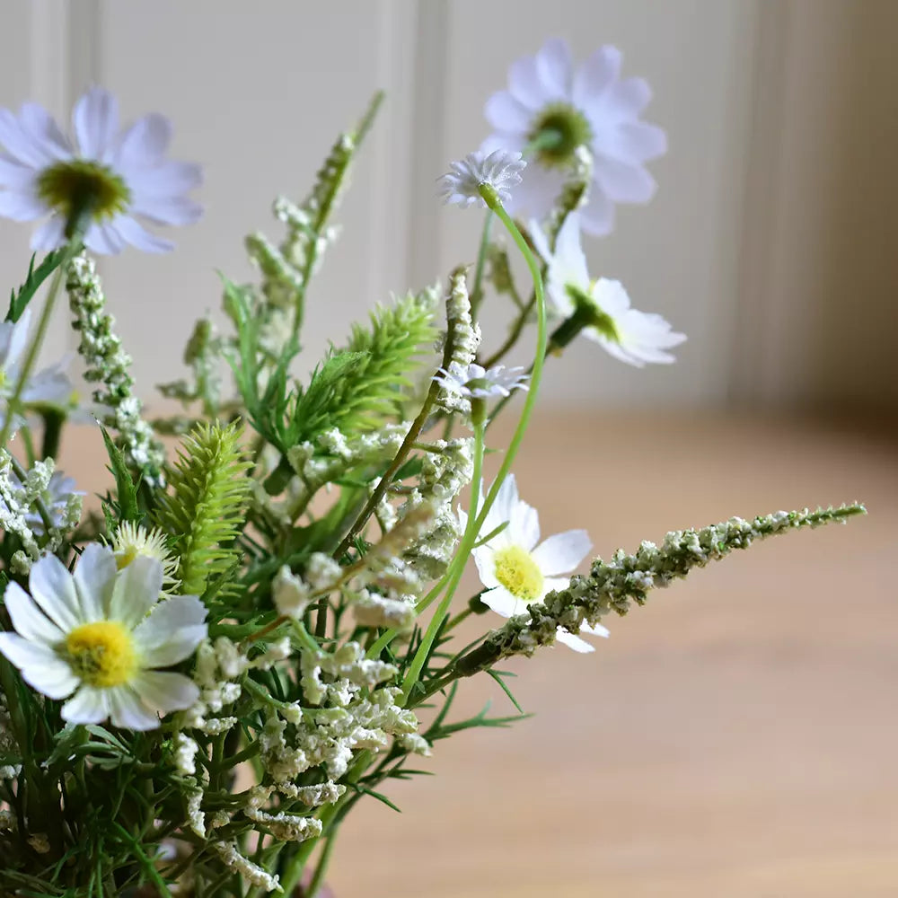 Artificial White Wildflowers in Brown Pot - PG26134 - Uneeka