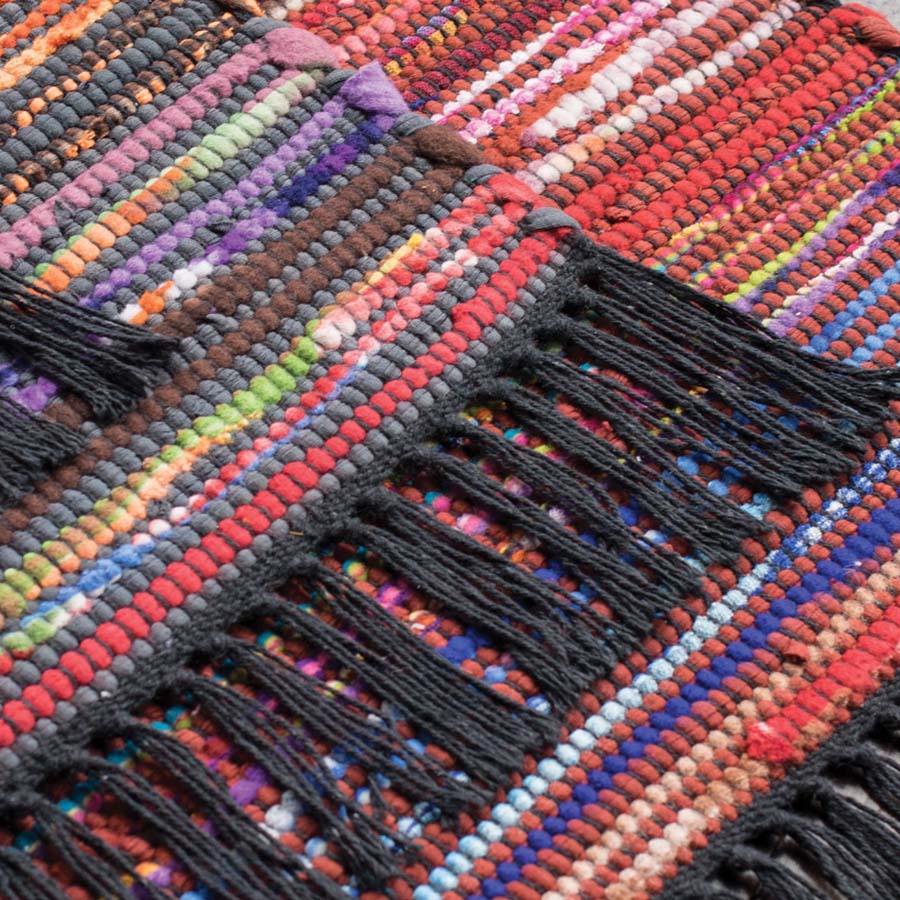 Assorted Colour Recycled Cotton & Fleece Chindi Rug Close Up