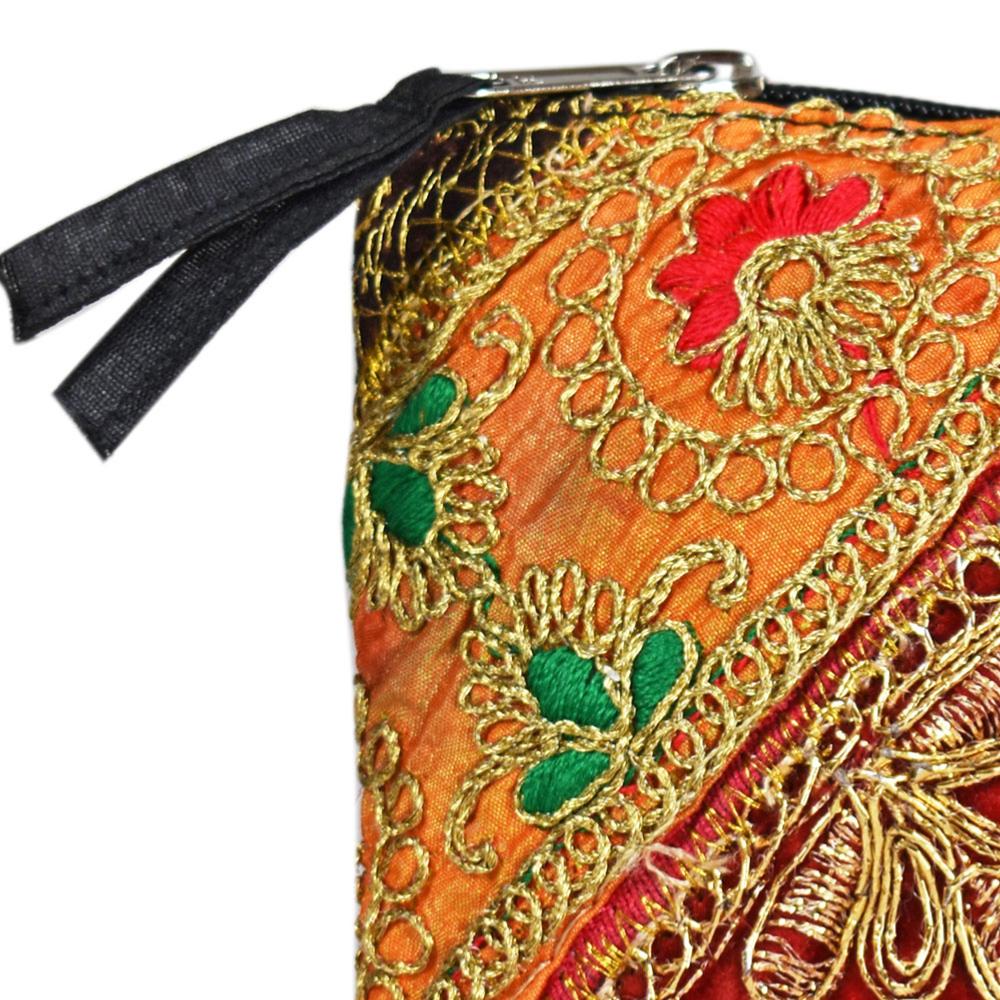 Assorted Colour Recycled Patchwork Sari Purse Large Close up