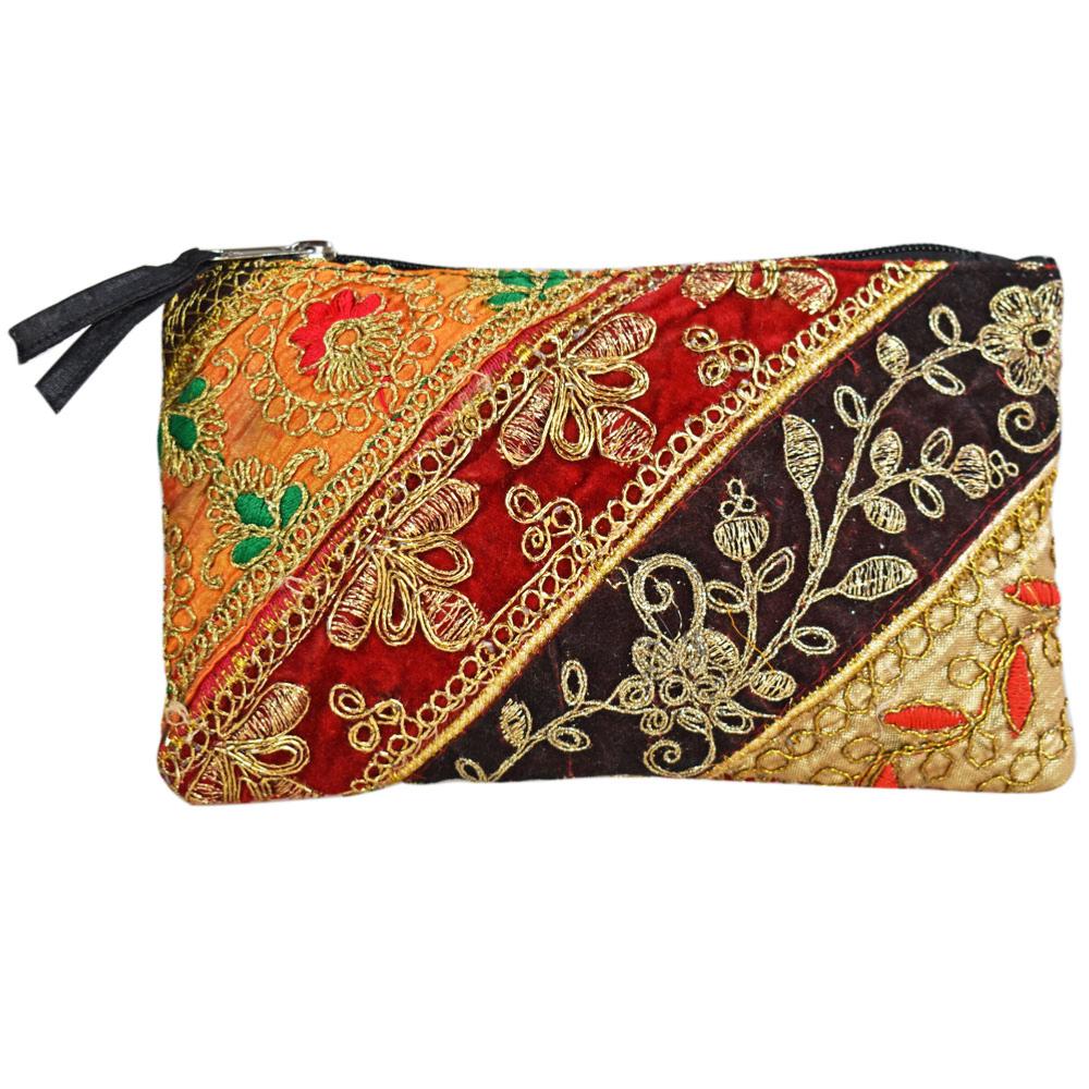 Assorted Colour Recycled Patchwork Sari Purse Large 