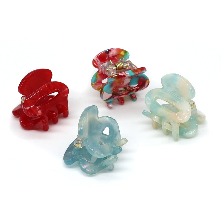 Assorted Red / Blue Mini Hair Clips - 40661 - Uneeka
