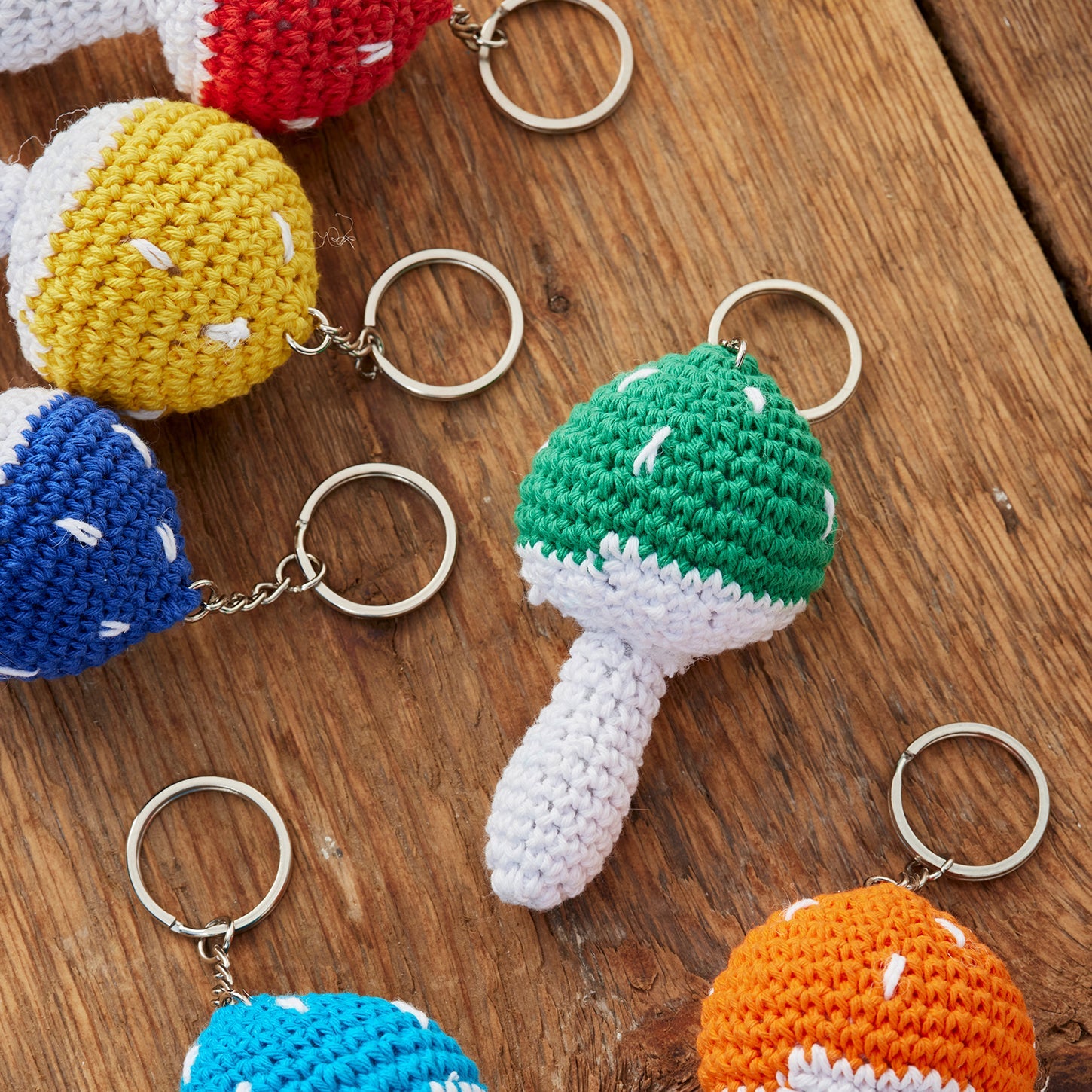 Assorted Colour Crochet Mushroom Keyring - KR1 - Uneeka