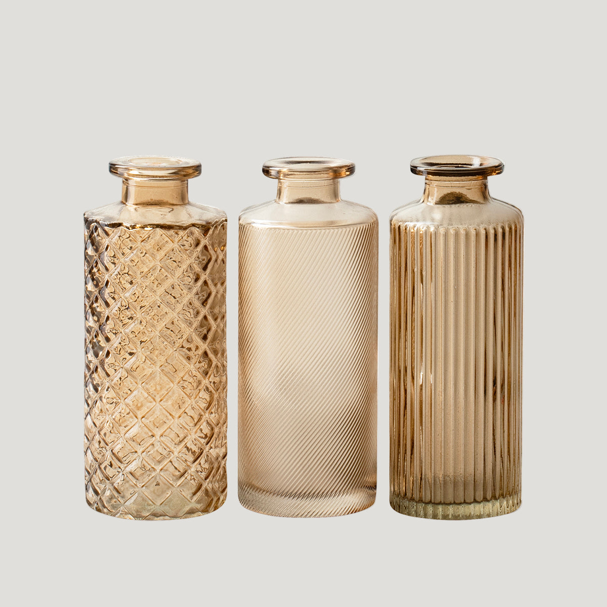 Assorted Pattern Mini Light Brown Bottle Vases - Uneeka