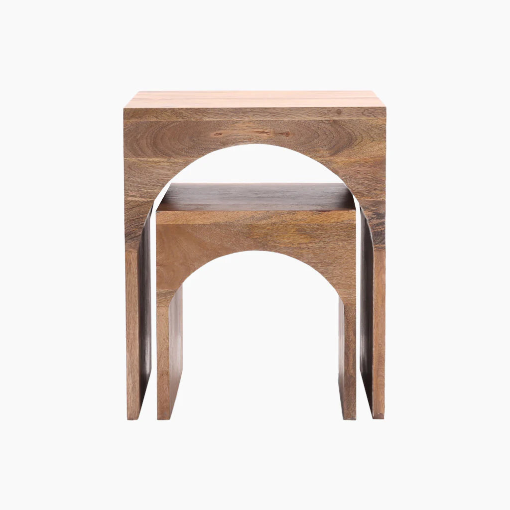Set Of Two Mango Wood Arched Side Tables - BAET00005A - Uneeka
