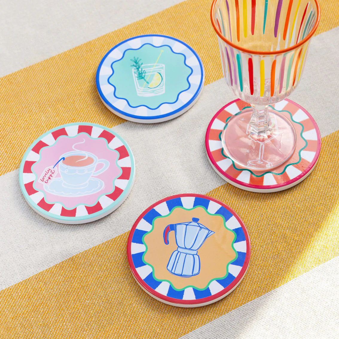 Ceramic Beverage Design Coaster - BON-COASTER-MIX - Uneeka