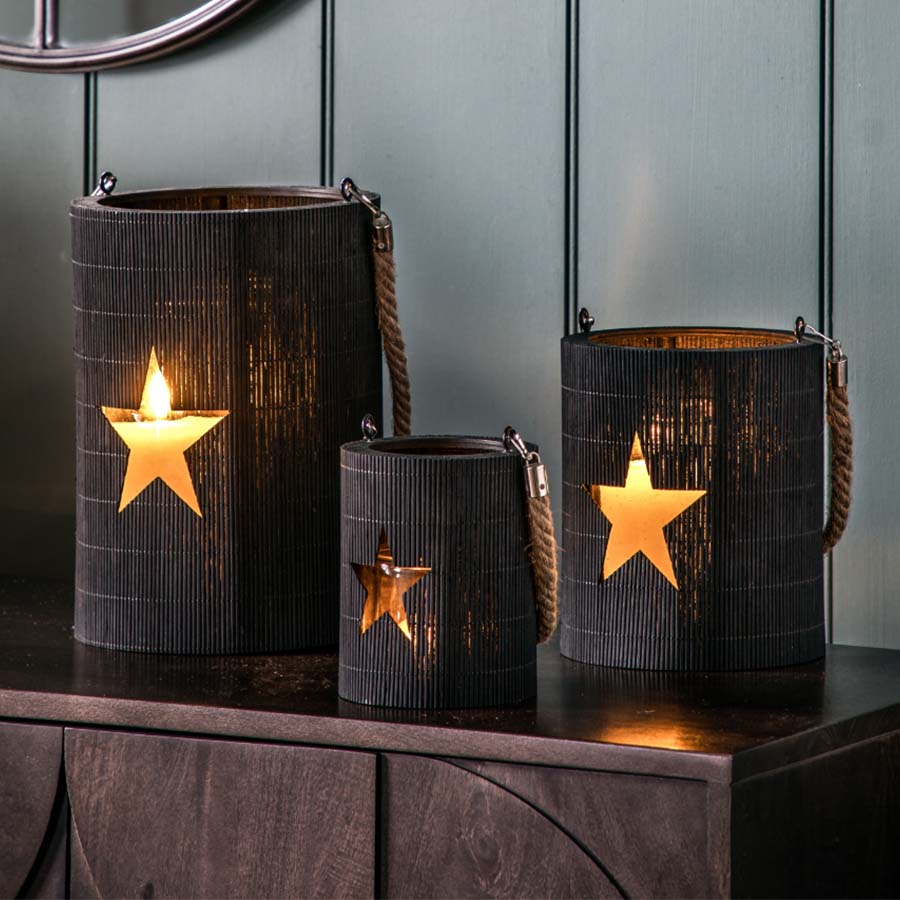 Bamboo Star Lantern with Rope Handle