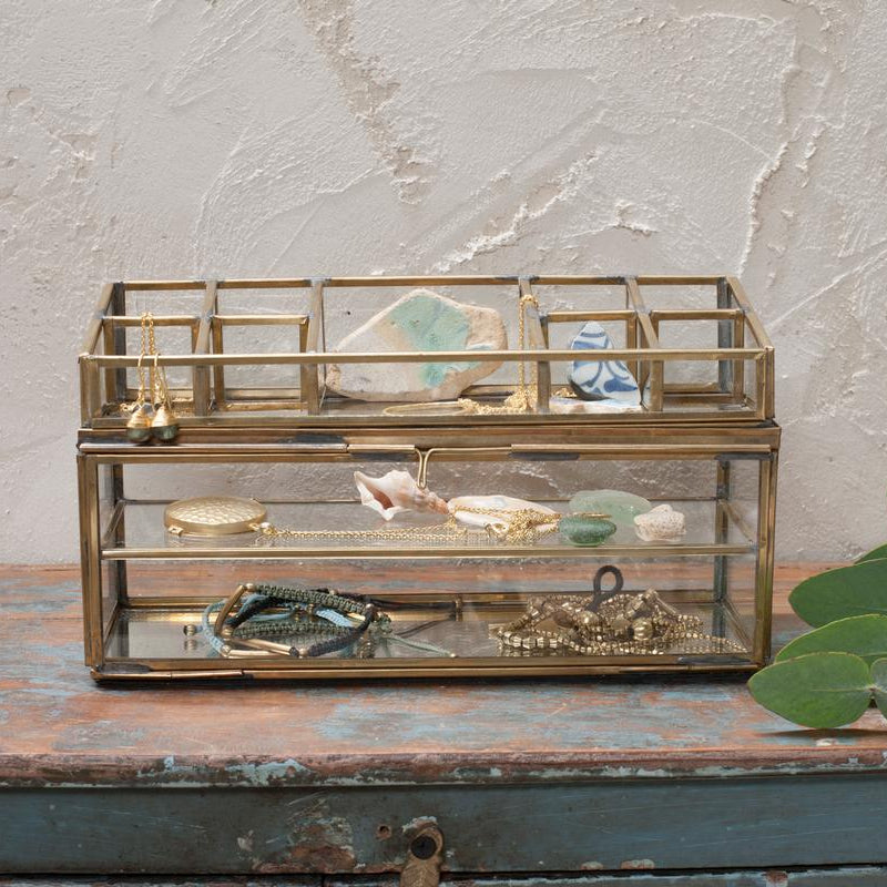 Nkuku Bequai Antique Brass Open Jewellery Box - Nkuku at Uneeka - BB6701