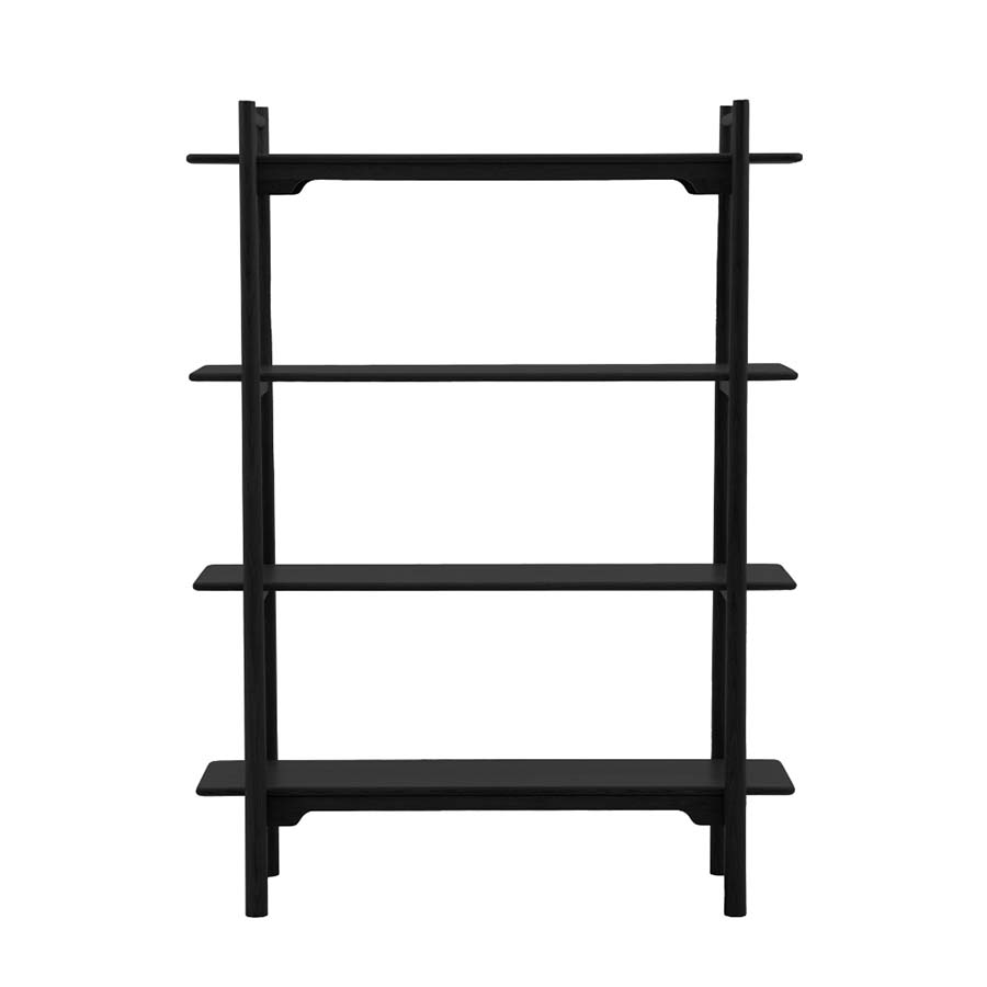 Black Oak Open Display Four Shelf Unit