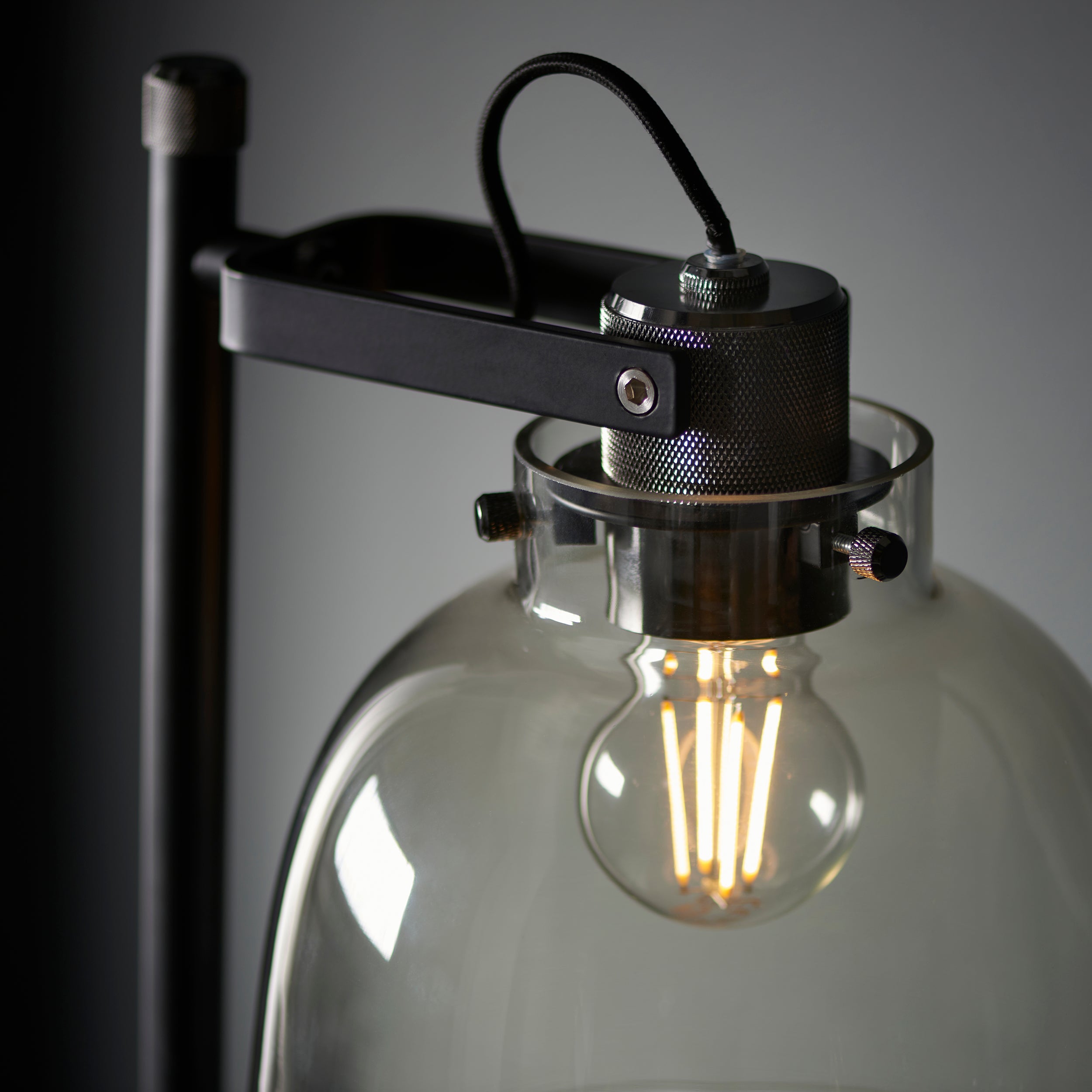 Black Chrome Floor Lamp With Smoke Shade - 107013 - Uneeka