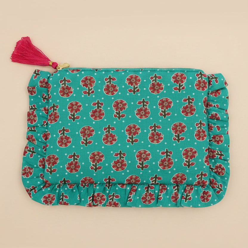 Block Print Frill Edge Pouch Bag - BAG0658 - Uneeka
