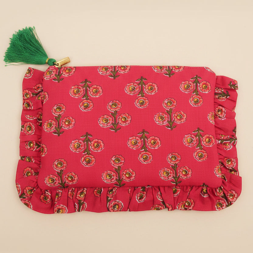 Block Print Frill Edge Pouch Bag - BAG0660 - Uneeka