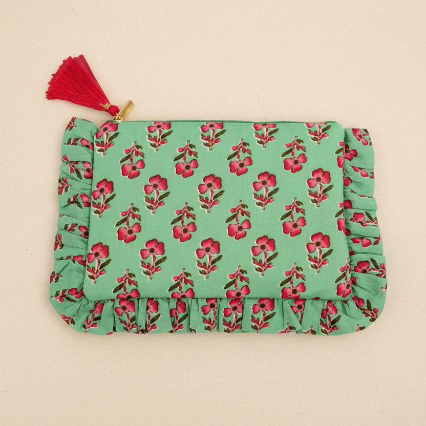 Block Print Frill Edge Pouch Bag - BAG0659 - Uneeka