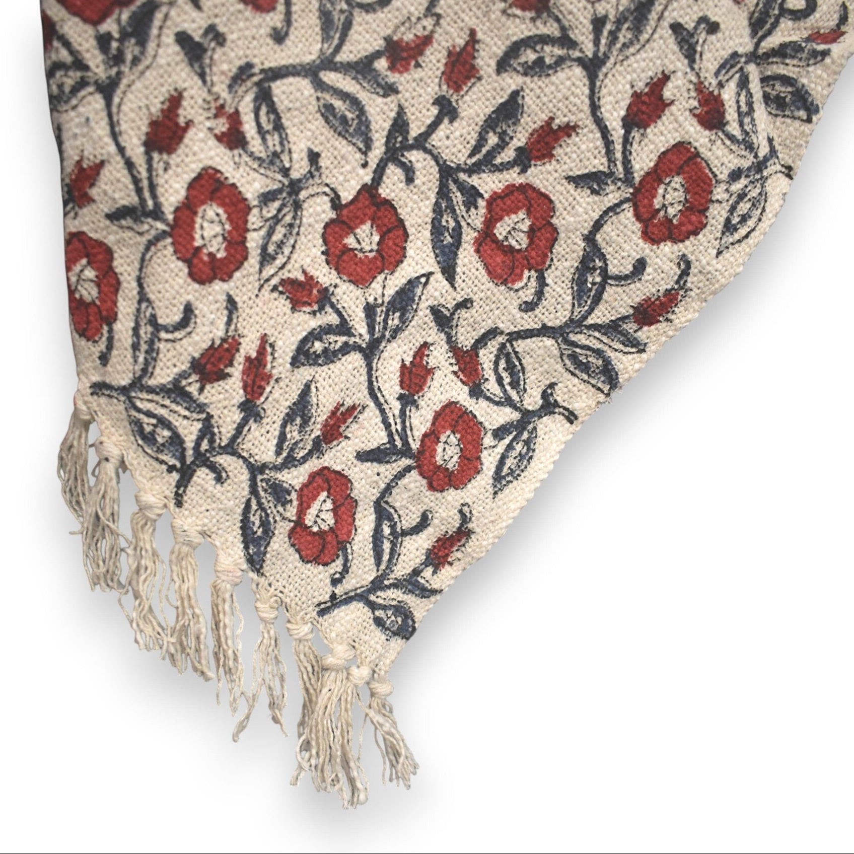 Block Printed Red Wildflower Throw - 1456 - Uneeka