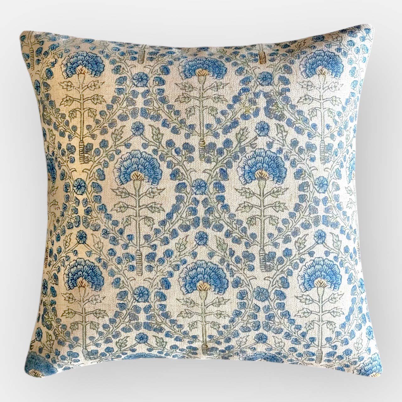 Floral Repeat Print Cushion - Ballucci blue cushion - Uneeka