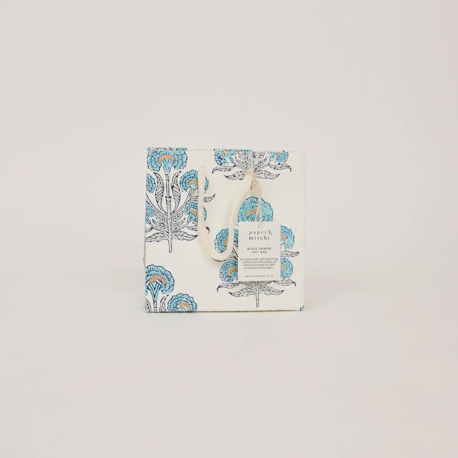Blue Block Print Small Gift Bag - Aurora - Uneeka