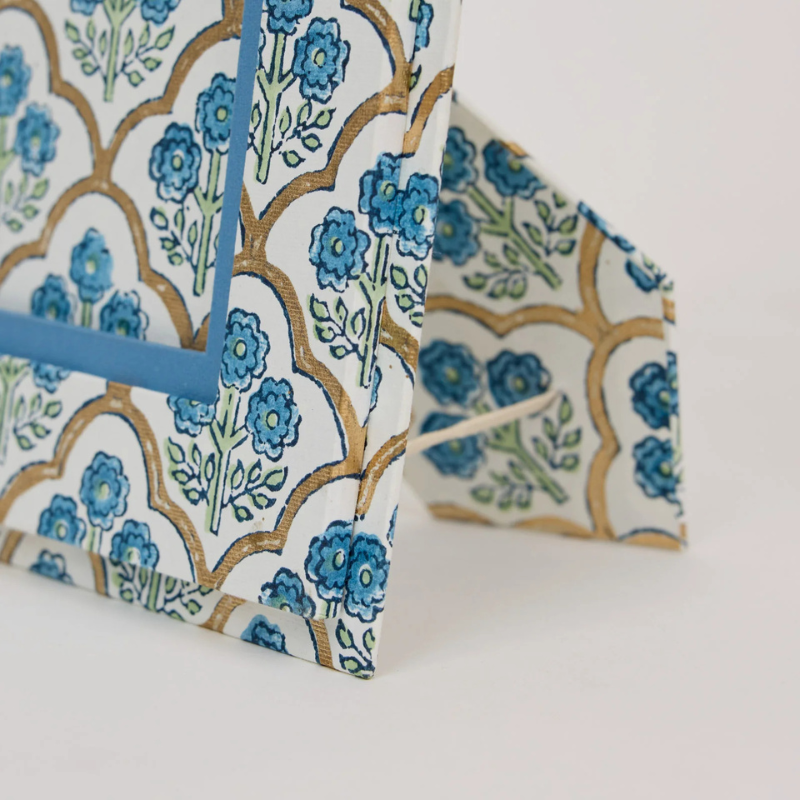 Blue Trellis Block Print Photo Frame - PICBP03 - Uneeka