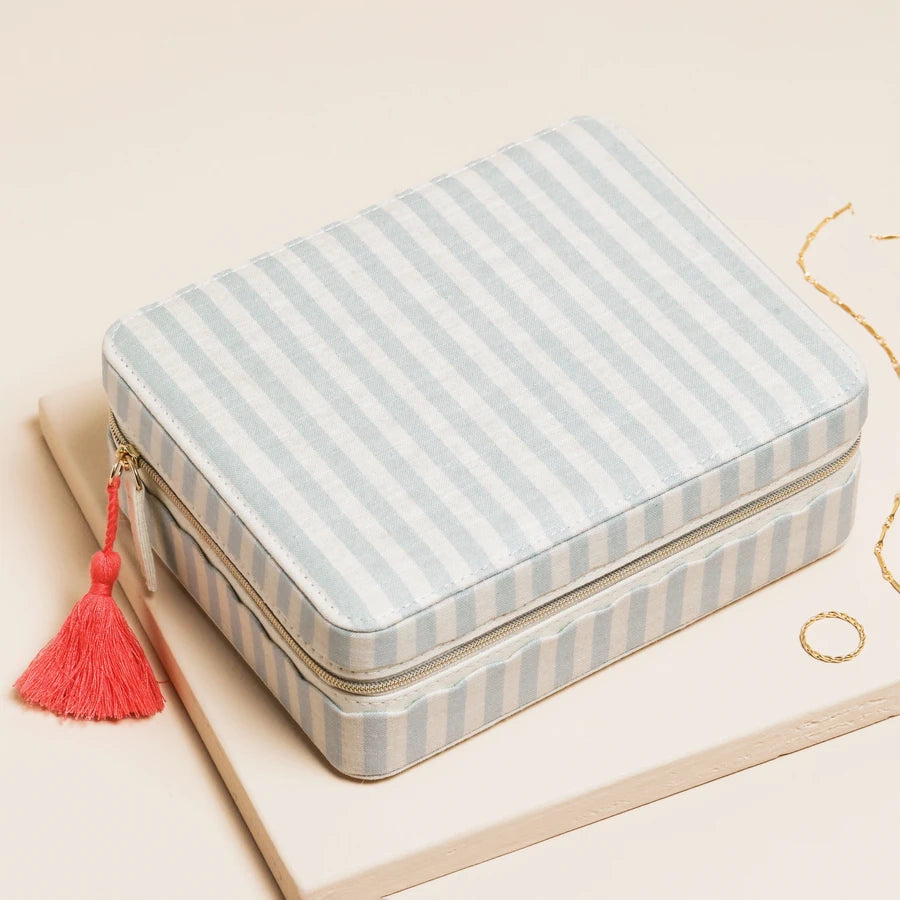 Blue & White Striped Jewellery Travel Case - 82832 - Uneeka