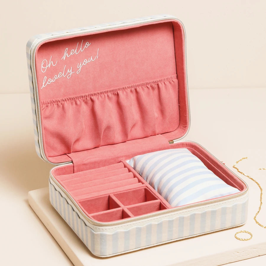 Blue & White Striped Jewellery Travel Case - 82832 - Uneeka