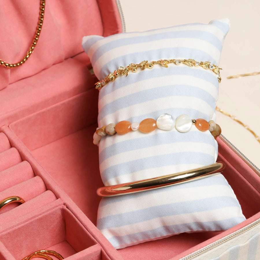 Blue & White Striped Jewellery Travel Case - 82832 - Uneeka