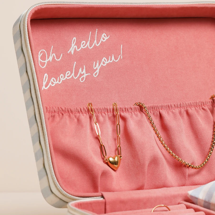 Blue & White Striped Jewellery Travel Case - 82832 - Uneeka