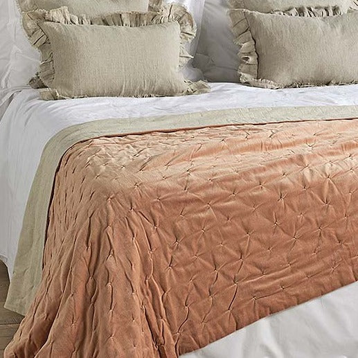 Blush Cotton Velvet Bedcover display