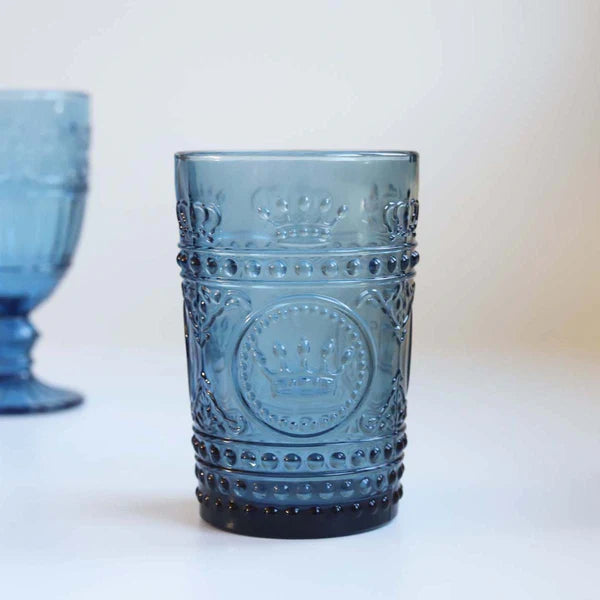 Bobbled Ornate Water Glass - Blue - Uneeka