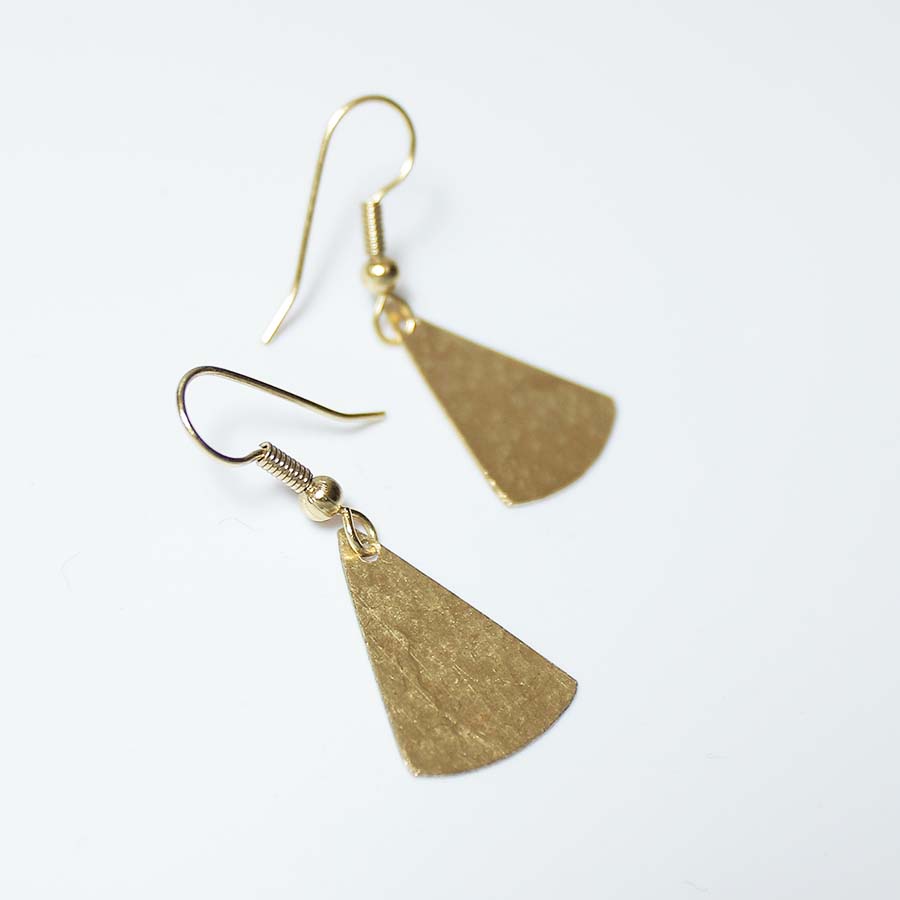 Brass Mini Rounded Triangle Earrings