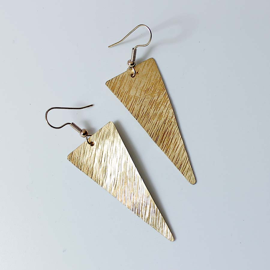 Brass Triangle Earrings