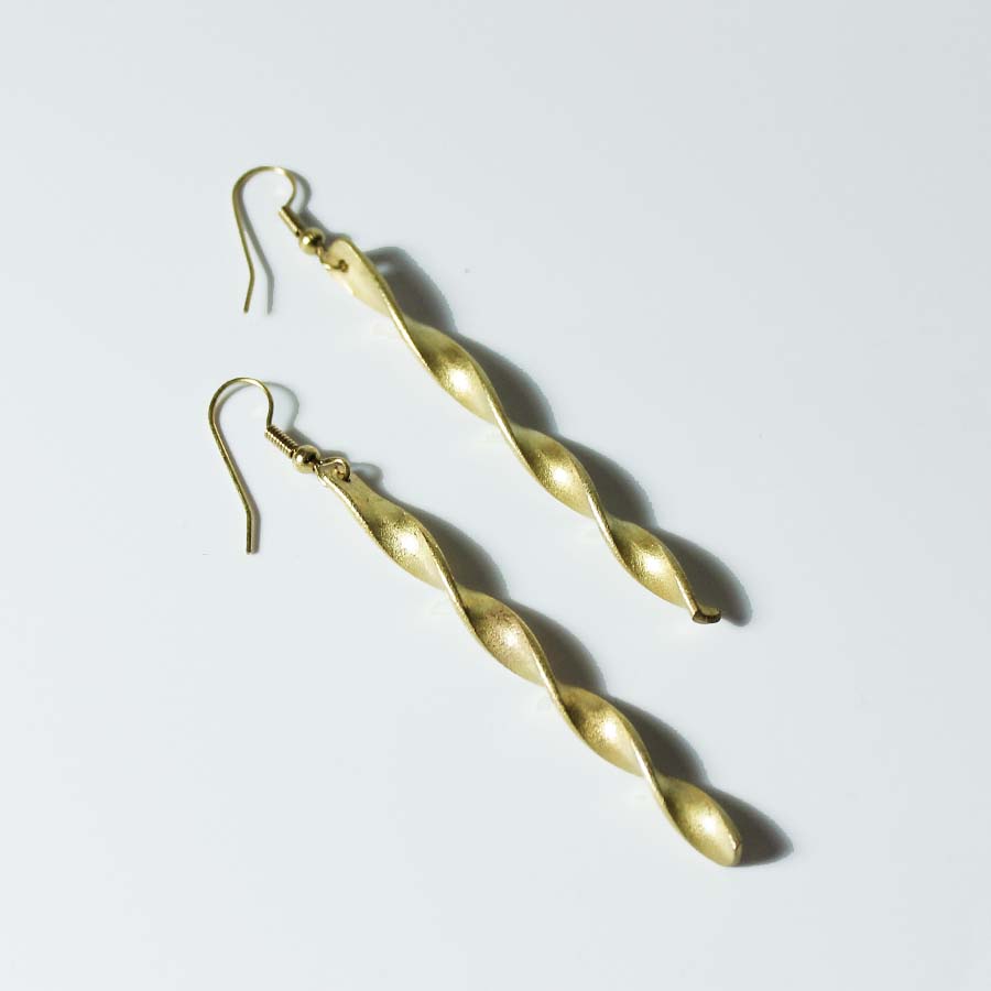 Brass Twisted Earrings - Medium