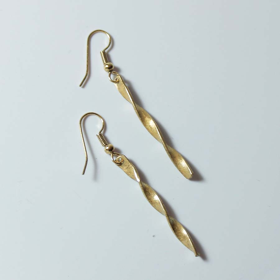 Brass Twisted Earrings - Short