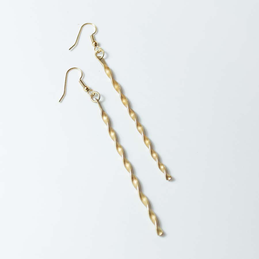 Brass Twisted Earrings Long