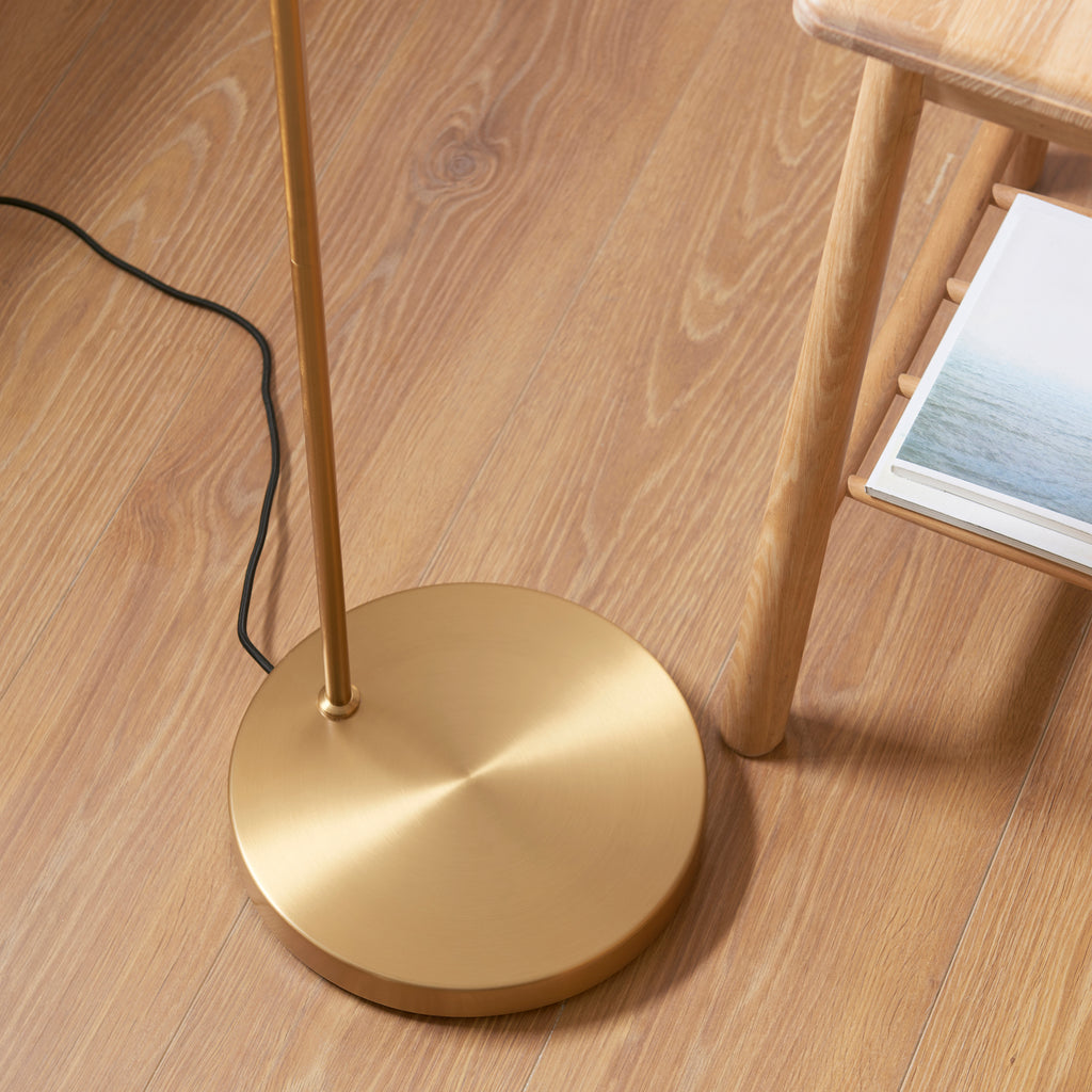 Brass Arched Floor Lamp with Natural Shade - Uneeka Lighting - 110645
