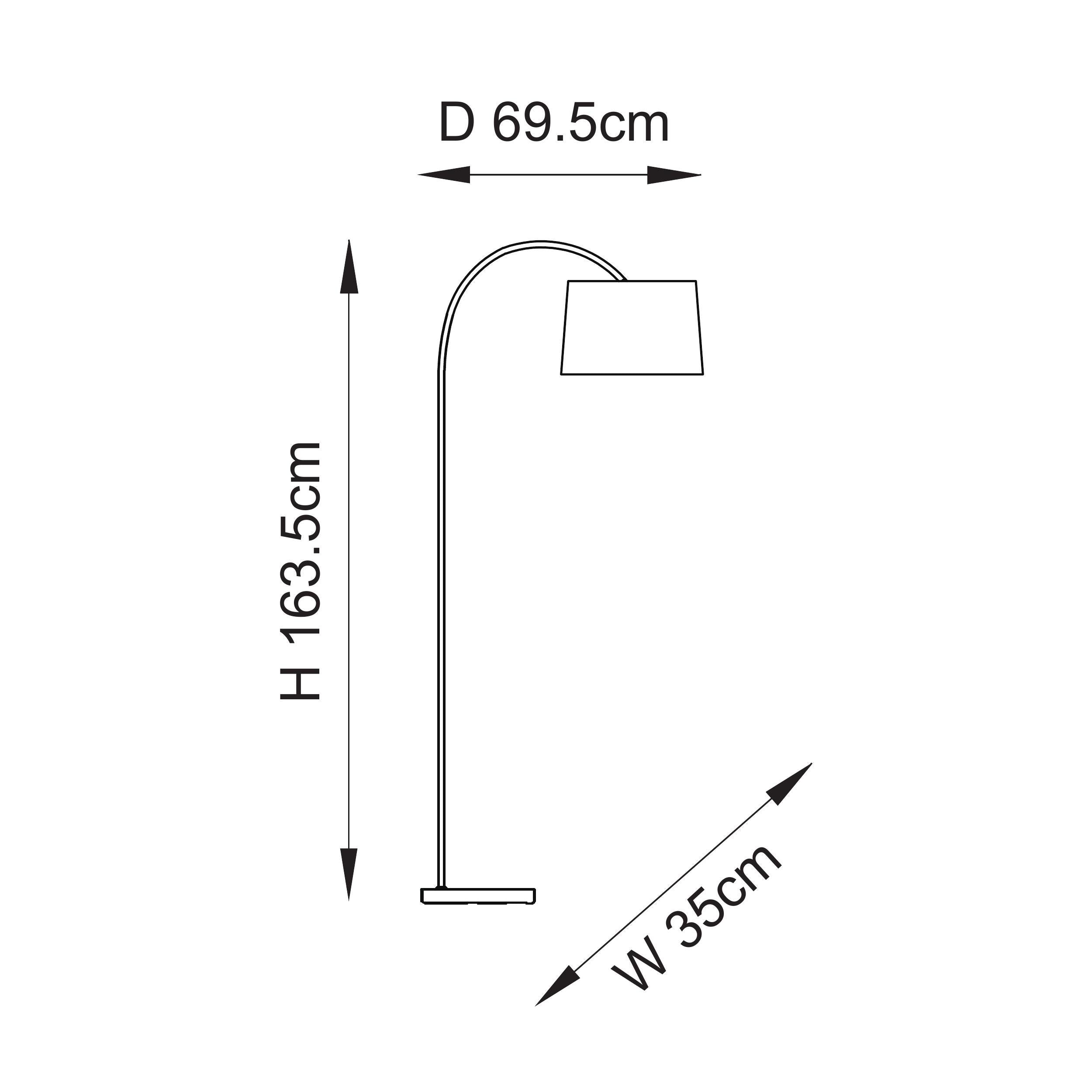 Brass Arched Floor Lamp with Natural Shade - Uneeka Lighting - 110645 - dimensions