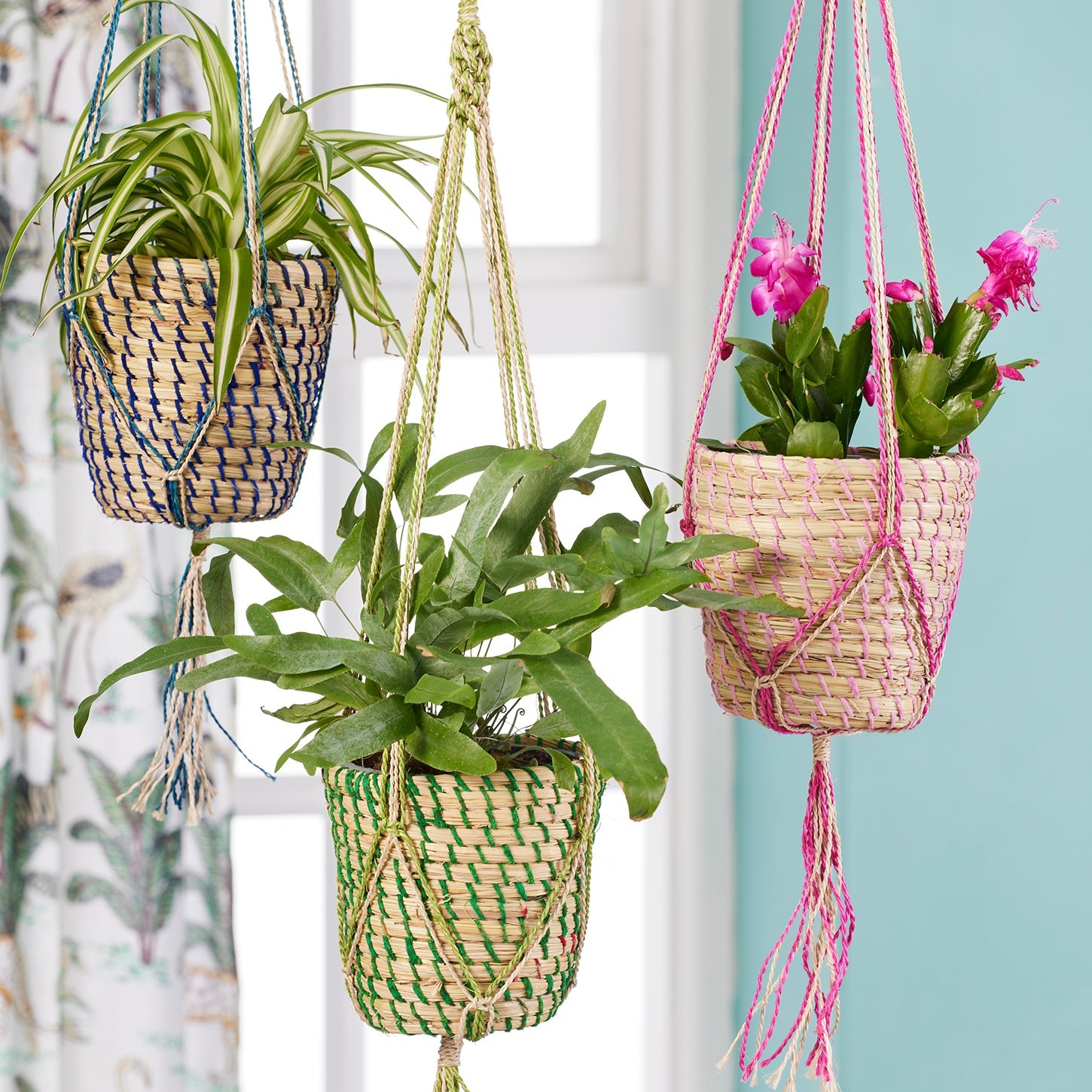 Brightly Coloured Jute Hanging Planter - PH7 - Uneeka