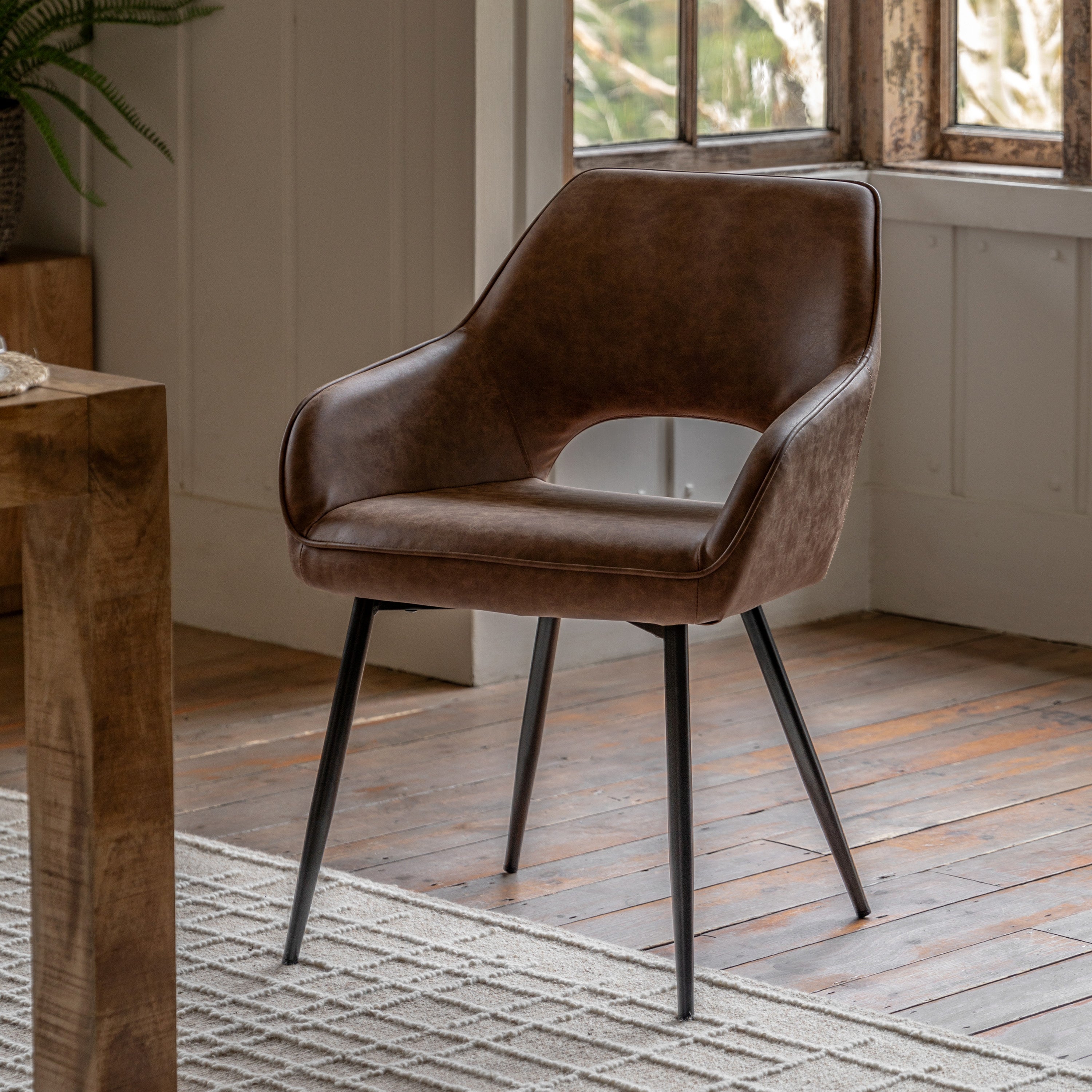 Brown Upholstered Dining Chair - Ivorra Dining Chair Brown - Uneeka