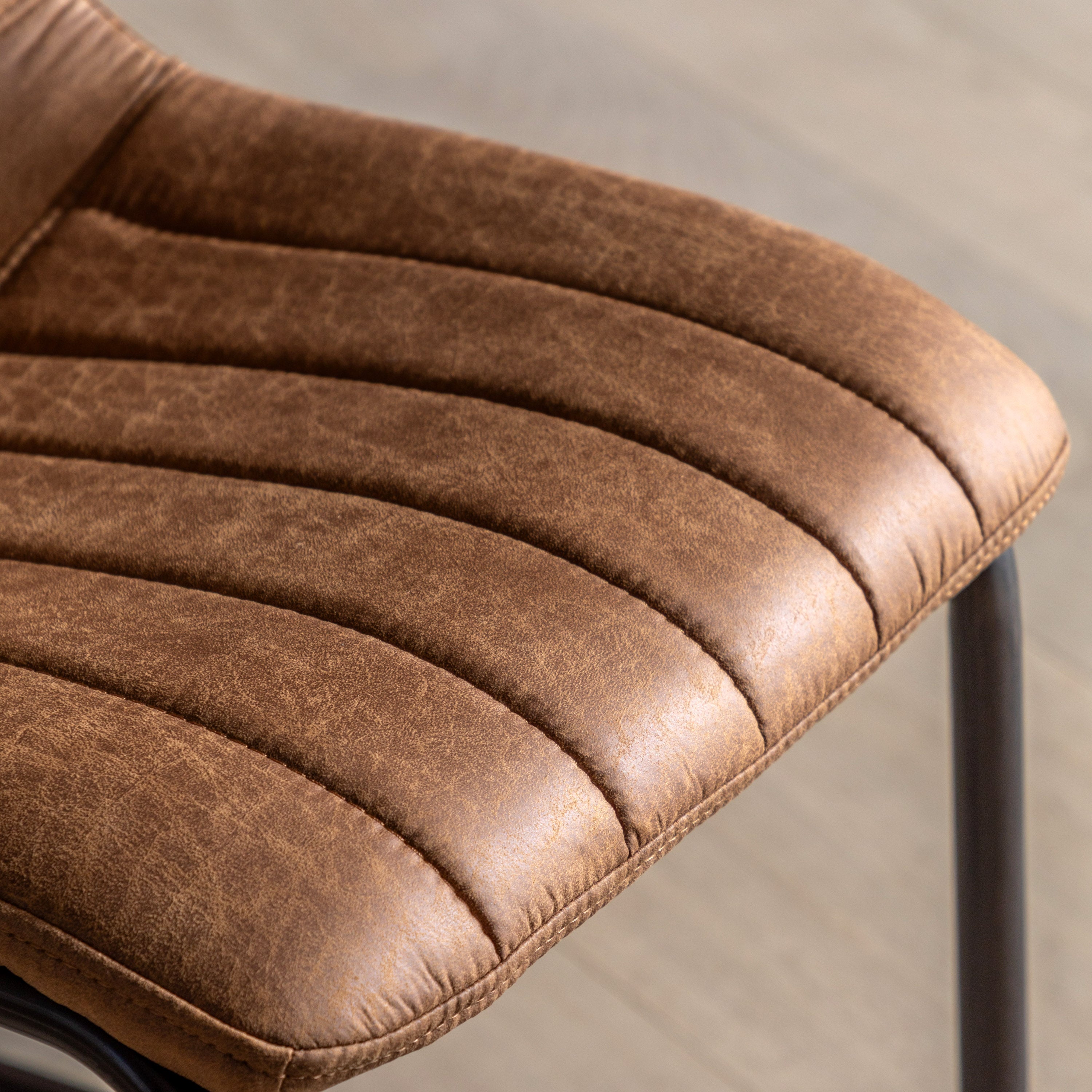 Brown Faux Leather Cantilever Dining Chair - Uneeka