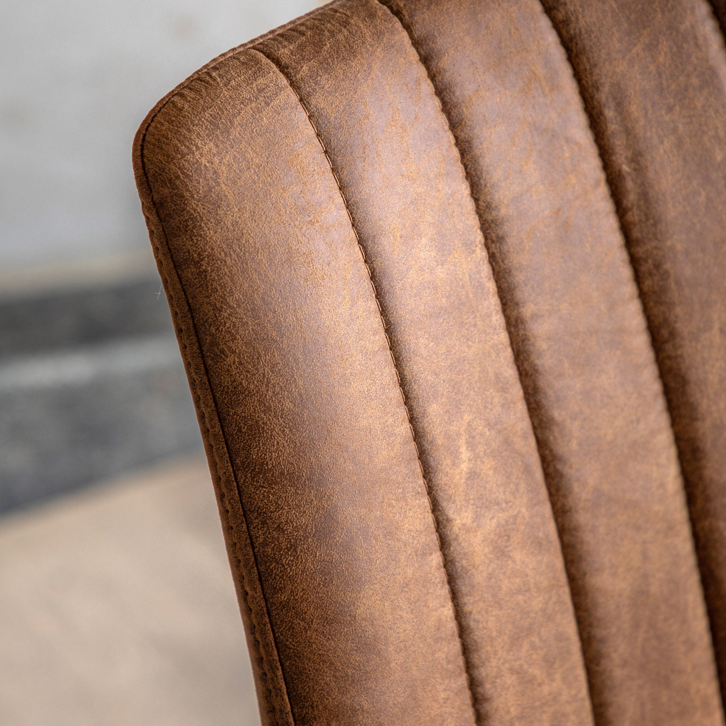 Brown Faux Leather Cantilever Dining Chair - Uneeka