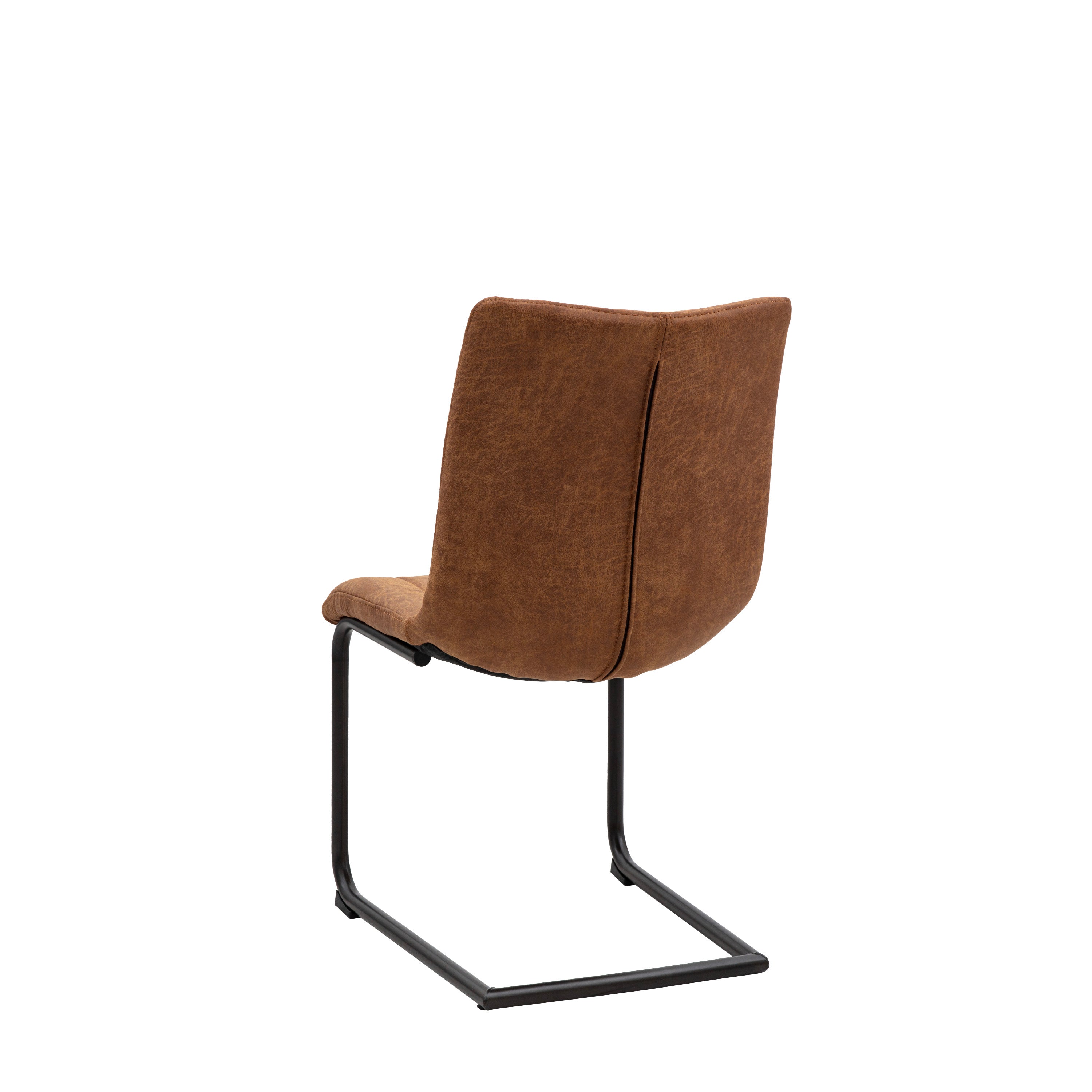 Brown Faux Leather Cantilever Dining Chair - Uneeka