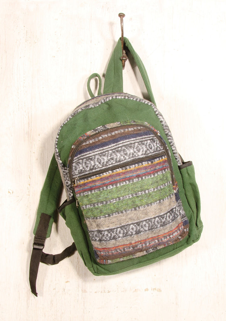 Brushed Gheri Fabric Backpack Green