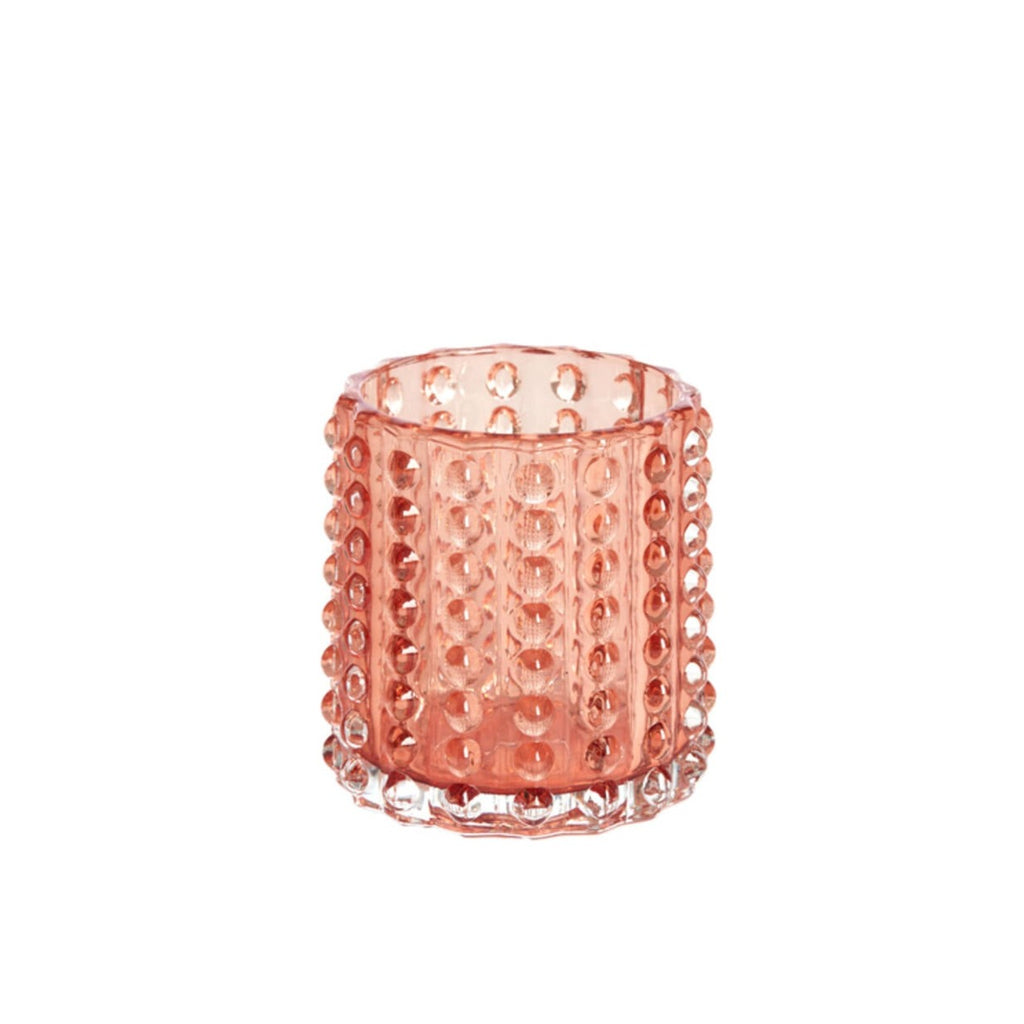 Bubble Coloured Glass Tealight Holder pink peach