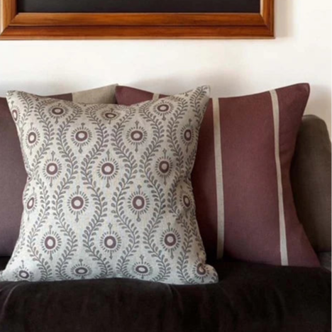 Burgundy Bold Stripe Print Cushion - Uneeka