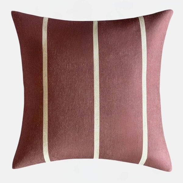 Burgundy Bold Stripe Print Cushion - Uneeka