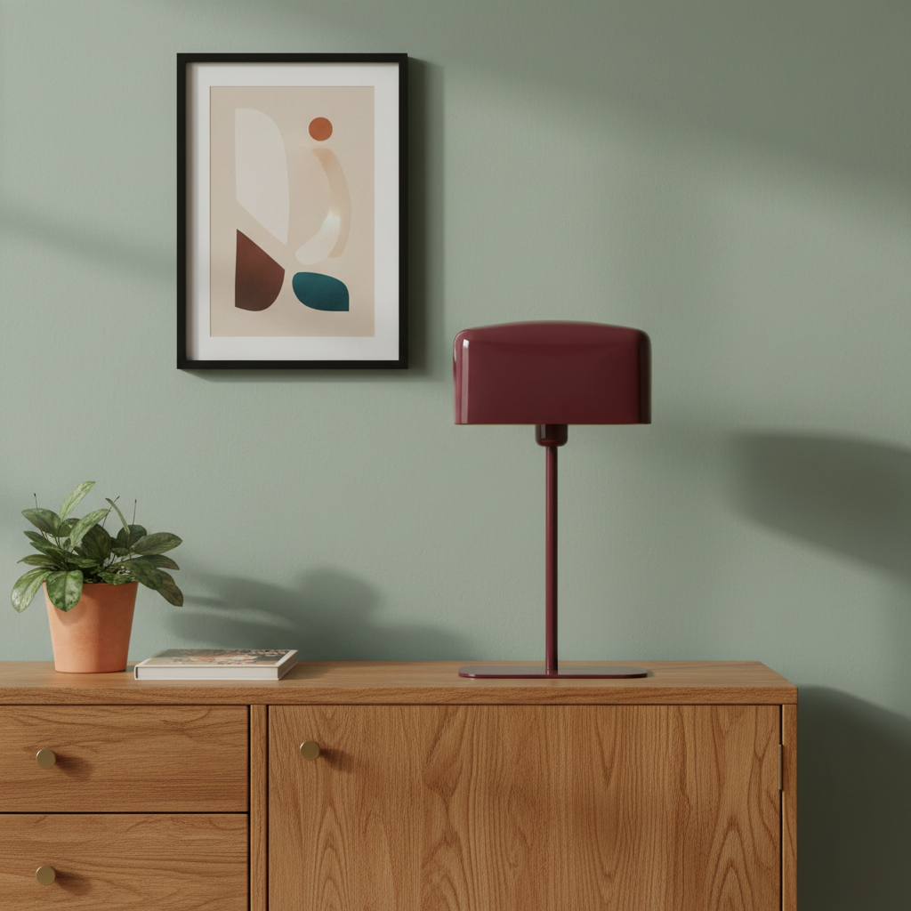 Shiny Burgundy Retro Table Lamp - 1897317 - Uneeka